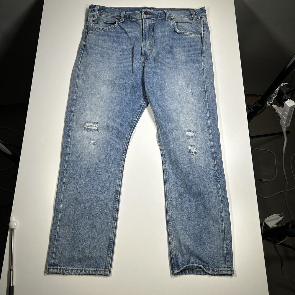 Levi’s 505 Orange Tab Jeans Men’s 32x27 Straight Leg Distressed Blue Denim